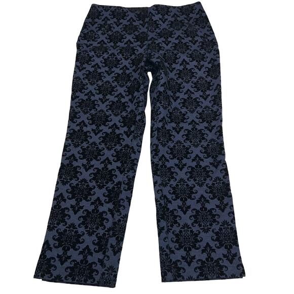 Chico's Marseille Flocked Ponte Pull On Ankle Pant Navy Blue Size 1.5 (US 10) - Picture 1 of 12